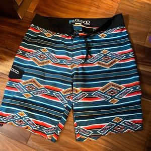 Mens Voodoo swim‎ trunks surf shorts size 36 tribal Aztec print 0192